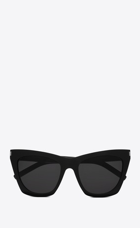 SAINT LAURENT ニューウェイブ レディース サングラス ニュー・ウェーブ 214 ケイト、アセテート製ブラックフレーム、グレーレンズ a_V4
